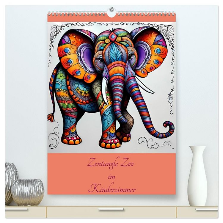 Produktbild: Zentangle Zoo im Kinderzimmer (hochwertiger Premium Wandkalender 2026 DIN A2 hoch), Kunstdruck in Hochglanz