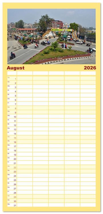 Produktbild: Familienplaner 2026 - KATHMANDU, Nepals Hauptstadt mit 5 Spalten (Wandkalender, 21 x 45 cm) CALVENDO