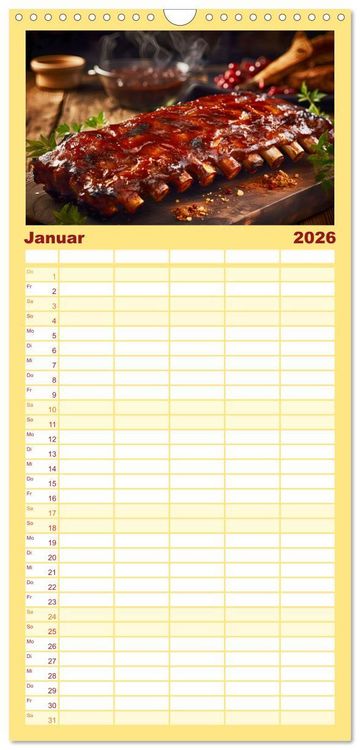 Produktbild: Familienplaner 2026 - BBQ Feuerzauber - Grillkalender mit 5 Spalten (Wandkalender, 21 x 45 cm) CALVENDO
