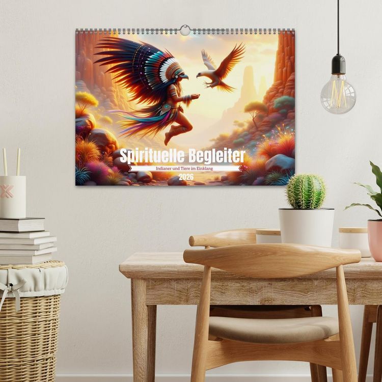 Produktbild: Spirituelle Begleiter - Indianer und Tiere im Einklang (Wandkalender 2026 DIN A3 quer), CALVENDO Monatskalender