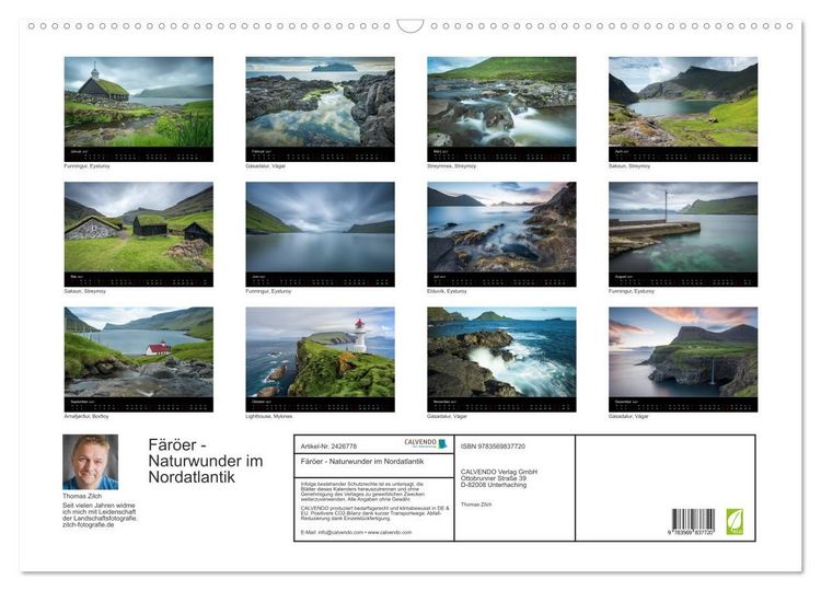 Produktbild: F&auml;r&ouml;er - Naturwunder im Nordatlantik (Wandkalender 2027 DIN A2 quer), CALVENDO Monatskalender