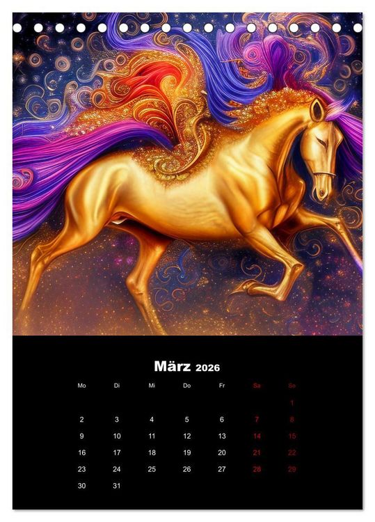 Produktbild: Pferde im goldenen Kleid (Tischkalender 2026 DIN A5 hoch), CALVENDO Monatskalender