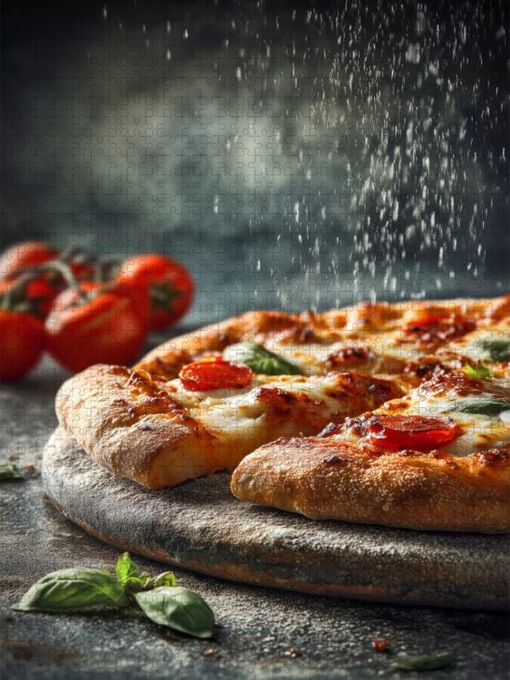 Produktbild: CALVENDO Puzzle Pizza, knuspriger Boden, Mozzarella & Basilikum | 2000 Teile Lege-Gr&ouml;&szlig;e 90x67cm Foto-Puzzle f&uuml;r gl&uuml;ckliche Stunden