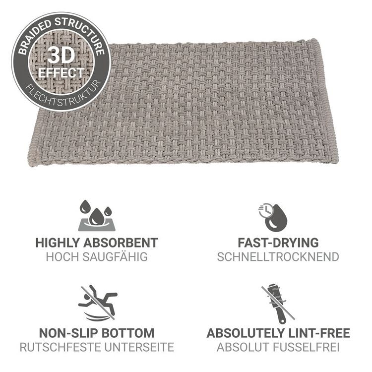 Produktbild: Badteppich Mod. Ecoli, grau, Polyester-Baumwolle, 50x80 cm, rutschhemmend, geeignet f&uuml;r
