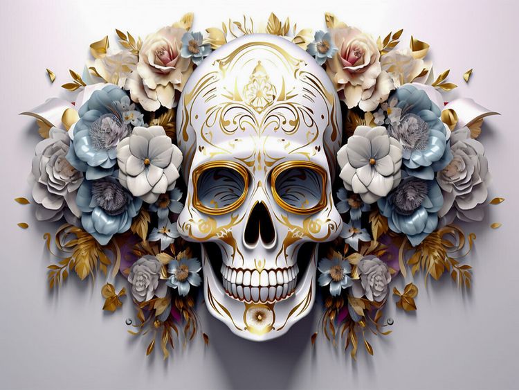 Produktbild: CALVENDO Puzzle Ein Motiv aus dem Kalender Skull Flower - Totenkopf ART | 1000 Teile Lege-Gr&ouml;&szlig;e 64x48cm Foto-Puzzle f&uuml;r gl&uuml;ckliche Stunden