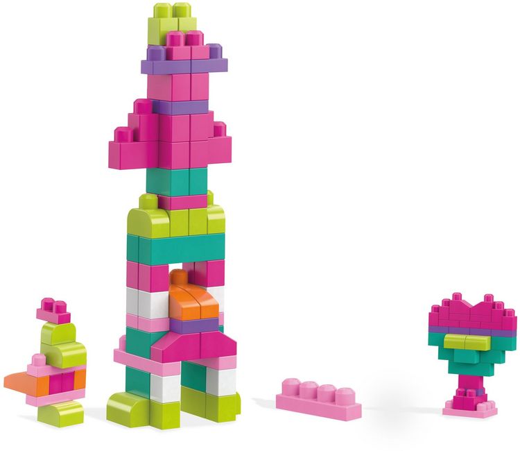 Produktbild: Mega Bloks Bausteine-Beutel pink (60 Teile), Steck-Bausteine Kinder, Bauklötze