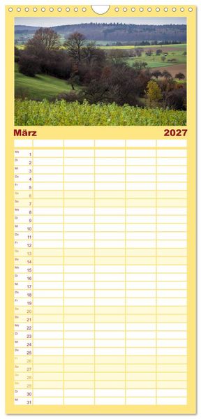 Produktbild: Familienplaner 2027 - Sch&ouml;ner Kraichgau mit 5 Spalten (Wandkalender, 21 x 45 cm) CALVENDO