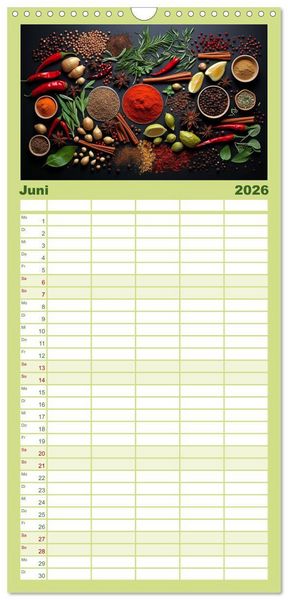 Produktbild: Familienplaner 2026 - Ordentlich Vegetarisch mit 5 Spalten (Wandkalender, 21 x 45 cm) CALVENDO