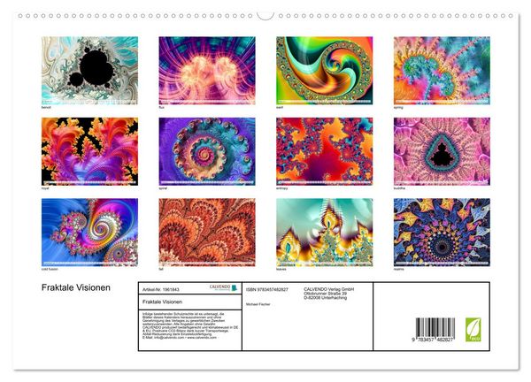 Produktbild: Fraktale Visionen (hochwertiger Premium Wandkalender 2026 DIN A2 quer), Kunstdruck in Hochglanz