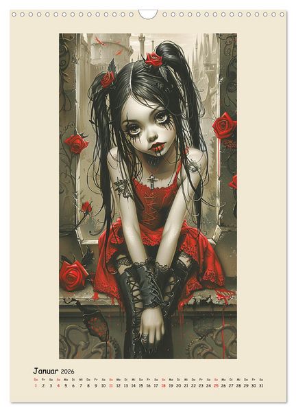 Produktbild: Gothic-Girls. Bizzare Comic-Art (Wandkalender 2026 DIN A3 hoch), CALVENDO Monatskalender
