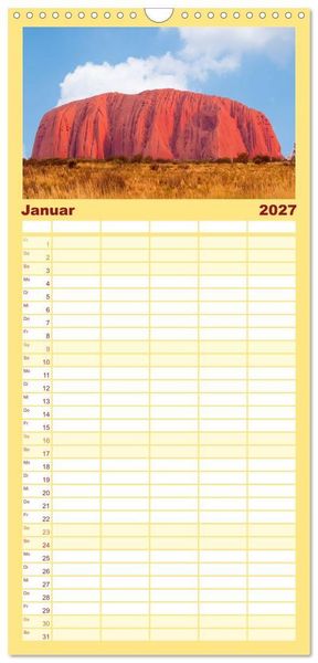 Produktbild: Familienplaner 2027 - Faszination Australien - eine Traumreise mit 5 Spalten (Wandkalender, 21 x 45 cm) CALVENDO