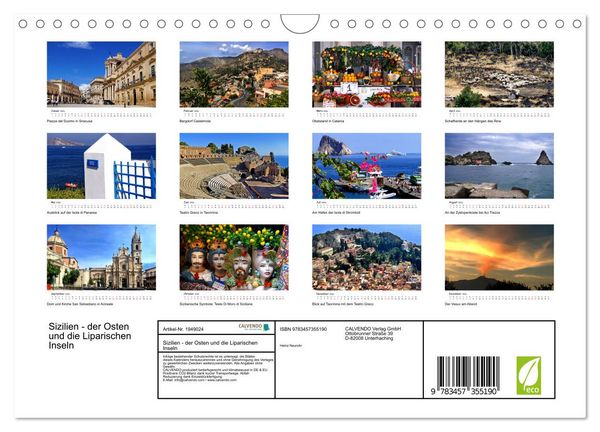 Produktbild: Sizilien - der Osten und die Liparischen Inseln (Wandkalender 2026 DIN A4 quer), CALVENDO Monatskalender