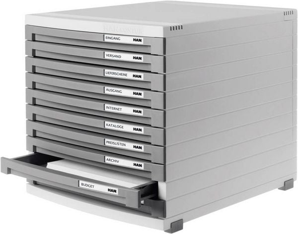 Produktbild: HAN CONTUR 1510-19 Schubladenbox Lichtgrau DIN A4, DIN B5, DIN C4 Anzahl der Schubf&auml;cher: 10