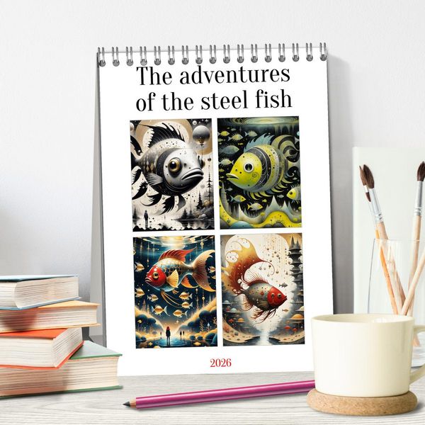 Produktbild: The adventures of the steel fish (Desk Calendar 2026 DIN A5 portrait), CALVENDO 12 Month DeskCalendar
