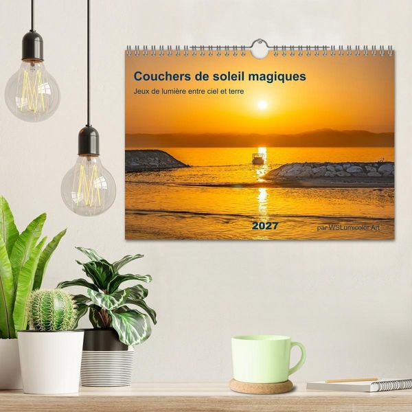 Produktbild: Couchers de soleil magiques &ndash; Jeux de lumi&egrave;re entre ciel et terre (Calendrier mural 2027 DIN A4 vertical), CALVENDO calendrier mensuel