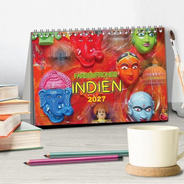Produktbild: Farbenfrohes Indien (Tischkalender 2027 DIN A5 quer), CALVENDO Monatskalender