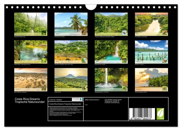 Produktbild: Costa Rica Dreams Tropische Naturwunder (Wandkalender 2026 DIN A4 quer), CALVENDO Monatskalender
