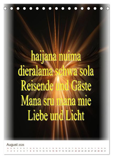 Produktbild: Heilende Mantras in der Lichtsprache des Universums (Tischkalender 2026 DIN A5 hoch), CALVENDO Monatskalender