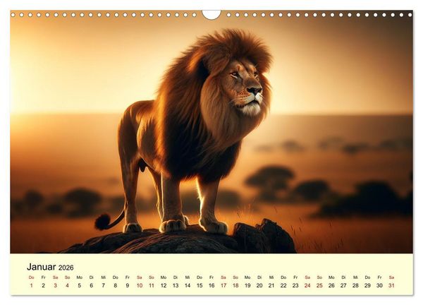 Produktbild: Majest&auml;tische L&ouml;wen - Die Herrscher der Wildnis (Wandkalender 2026 DIN A3 quer), CALVENDO Monatskalender