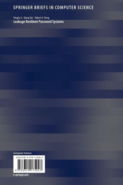 Produktbild: Leakage Resilient Password Systems