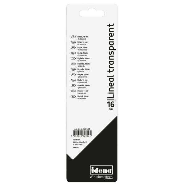 Produktbild: Idena Lineal transparent 16cm Blister