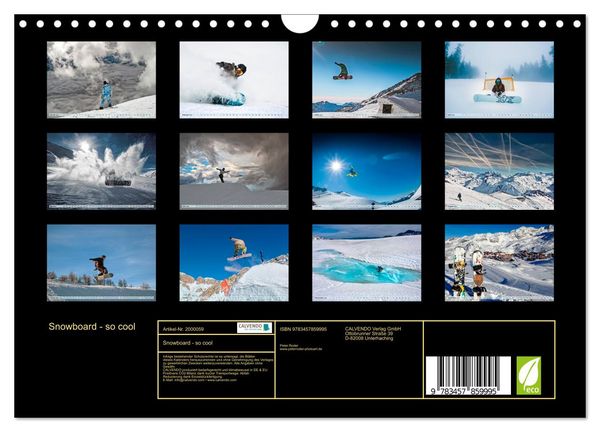 Produktbild: Snowboard - so cool (Wandkalender 2026 DIN A4 quer), CALVENDO Monatskalender