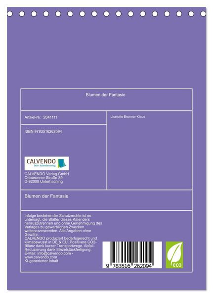 Produktbild: Blumen der Fantasie (Tischkalender 2026 DIN A5 hoch), CALVENDO Monatskalender