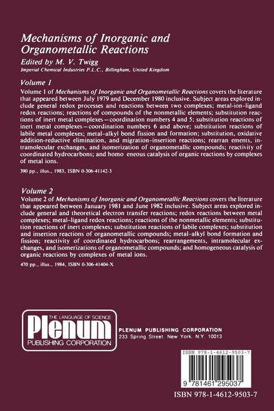 Produktbild: Mechanisms of Inorganic and Organometallic Reactions