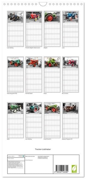 Produktbild: Familienplaner 2026 - Trecker-Liebhaber mit 5 Spalten (Wandkalender, 21 x 45 cm) CALVENDO