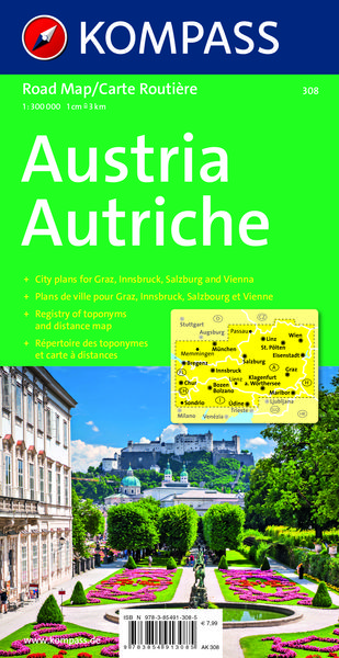 KOMPASS Autokarte Österreich 1:300.000
