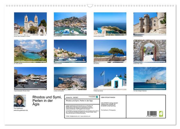 Produktbild: Rhodos und Symi, Perlen in der &Auml;gis (Wandkalender 2026 DIN A2 quer), CALVENDO Monatskalender