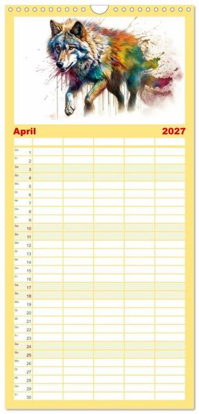 Produktbild: Familienplaner 2027 - Raubtiere voll Eleganz und Kraft mit 5 Spalten (Wandkalender, 21 x 45 cm) CALVENDO