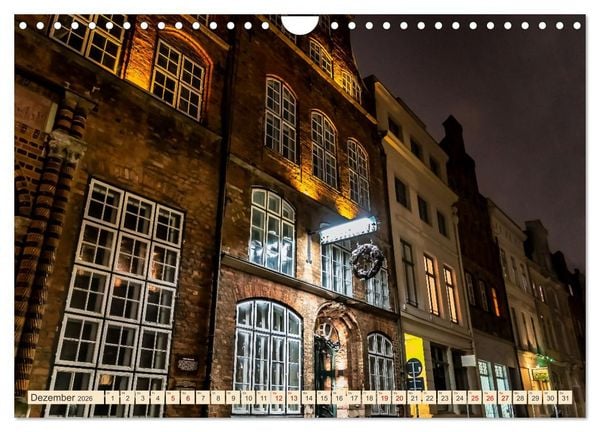 Produktbild: L&uuml;beck bei Nacht (Wandkalender 2026 DIN A4 quer), CALVENDO Monatskalender