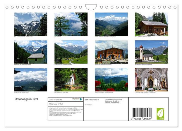 Produktbild: Unterwegs in Tirol (Wandkalender 2026 DIN A4 quer), CALVENDO Monatskalender