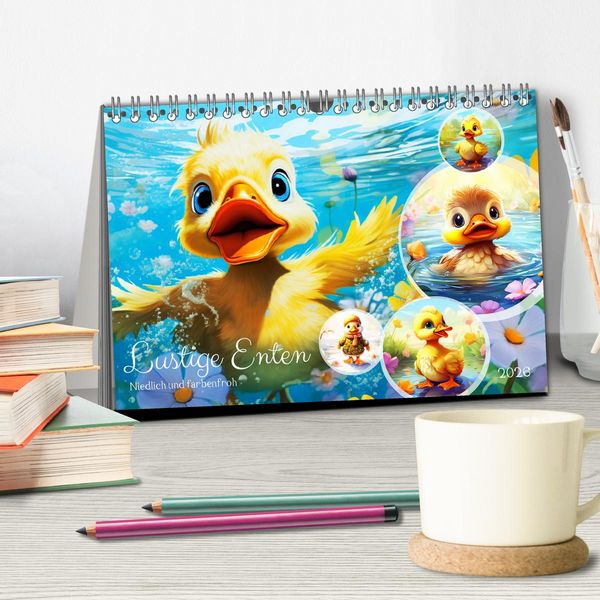 Produktbild: Lustige Enten. Niedlich und farbenfroh (Tischkalender 2026 DIN A5 quer), CALVENDO Monatskalender