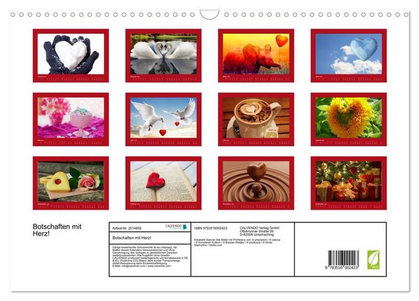 Produktbild: Botschaften mit Herz! (Wandkalender 2026 DIN A3 quer), CALVENDO Monatskalender