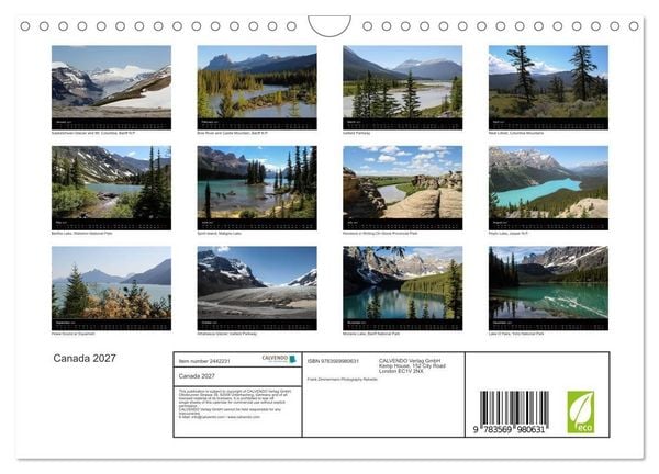 Produktbild: Canada 2027 (Wall Calendar 2027 DIN A4 landscape), CALVENDO 12 Month Wall Calendar