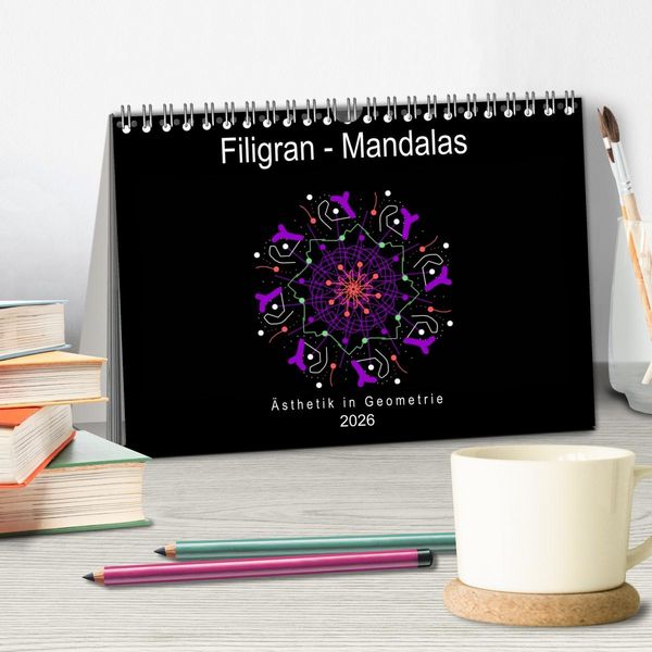 Produktbild: Filigran - Mandalas (Tischkalender 2026 DIN A5 quer), CALVENDO Monatskalender