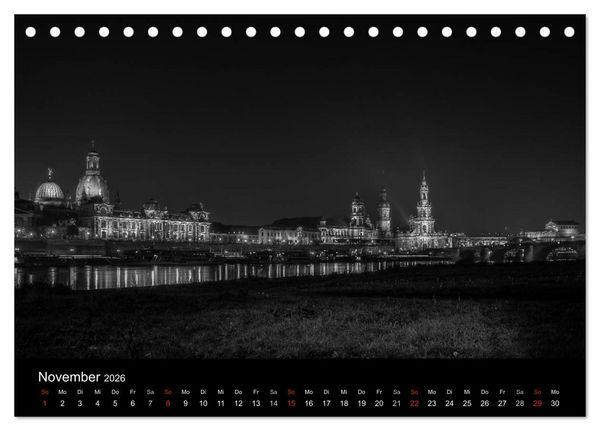 Produktbild: Dresden - Elbflorenz bei Nacht (Tischkalender 2026 DIN A5 quer), CALVENDO Monatskalender