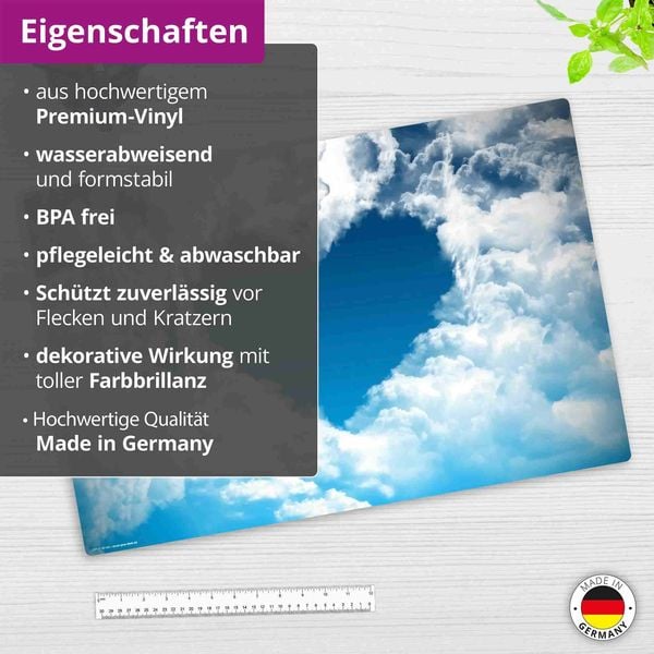Produktbild: Cover-your-desk Schreibtischunterlage f&uuml;r Kinder und Erwachsene Ein Herz aus Wolken, aus hochwertigem Vinyl , 60 x 40 cm
