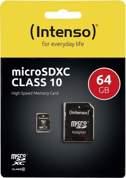 Produktbild: Intenso High Performance microSDXC-Karte 64 GB Class 10 inkl. SD-Adapter