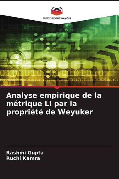 Produktbild: Analyse empirique de la m&eacute;trique Li par la propri&eacute;t&eacute; de Weyuker