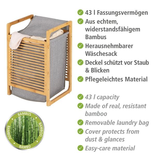 Produktbild: W&auml;schetruhe Mod. Bahari aus Bambus, W&auml;schekorb, 43 l