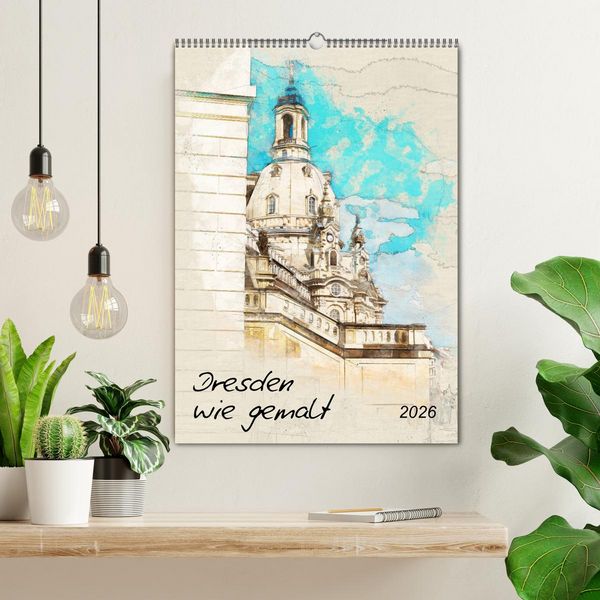 Produktbild: Dresden wie gemalt (Wandkalender 2026 DIN A2 hoch), CALVENDO Monatskalender