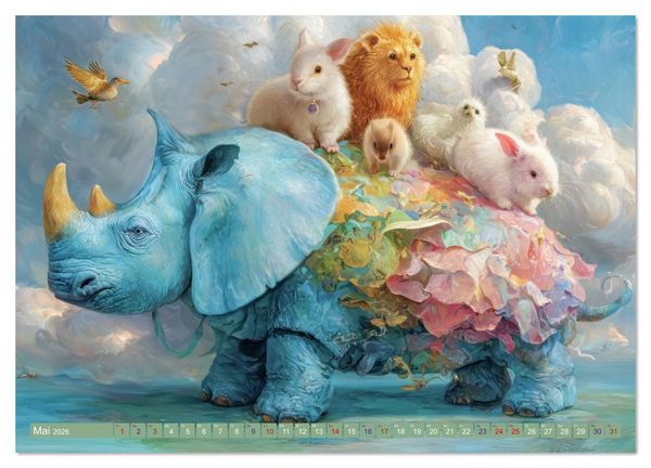 Produktbild: Humorvolle Tieranh&auml;ufungen - Voller Fantasie (Wandkalender 2026 DIN A4 quer), CALVENDO Monatskalender