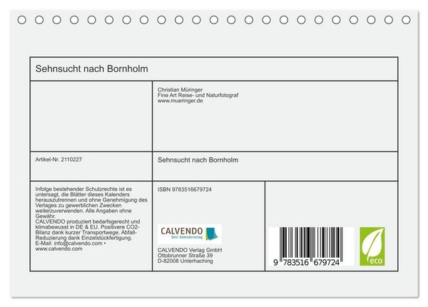 Produktbild: Sehnsucht nach Bornholm (Tischkalender 2026 DIN A5 quer), CALVENDO Monatskalender