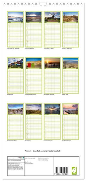 Produktbild: Familienplaner 2026 - Amrum - Eine farbenfrohe Insellandschaft mit 5 Spalten (Wandkalender, 21 x 45 cm) CALVENDO