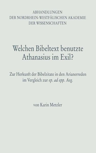 Produktbild: Welchen Bibeltext benutzte Athanasius im Exil?