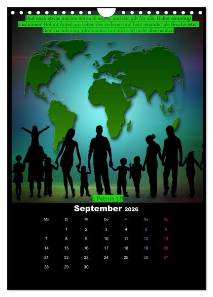 Produktbild: Der Bibelkalender - mit Gottes Wort durchs Jahr (Wandkalender 2026 DIN A4 hoch), CALVENDO Monatskalender