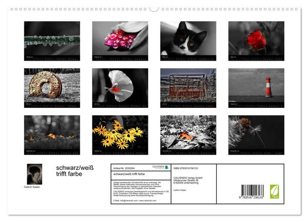 Produktbild: schwarz/wei&szlig; trifft farbe (hochwertiger Premium Wandkalender 2026 DIN A2 quer), Kunstdruck in Hochglanz